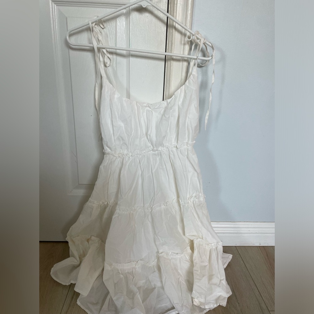 white flowy mini dress